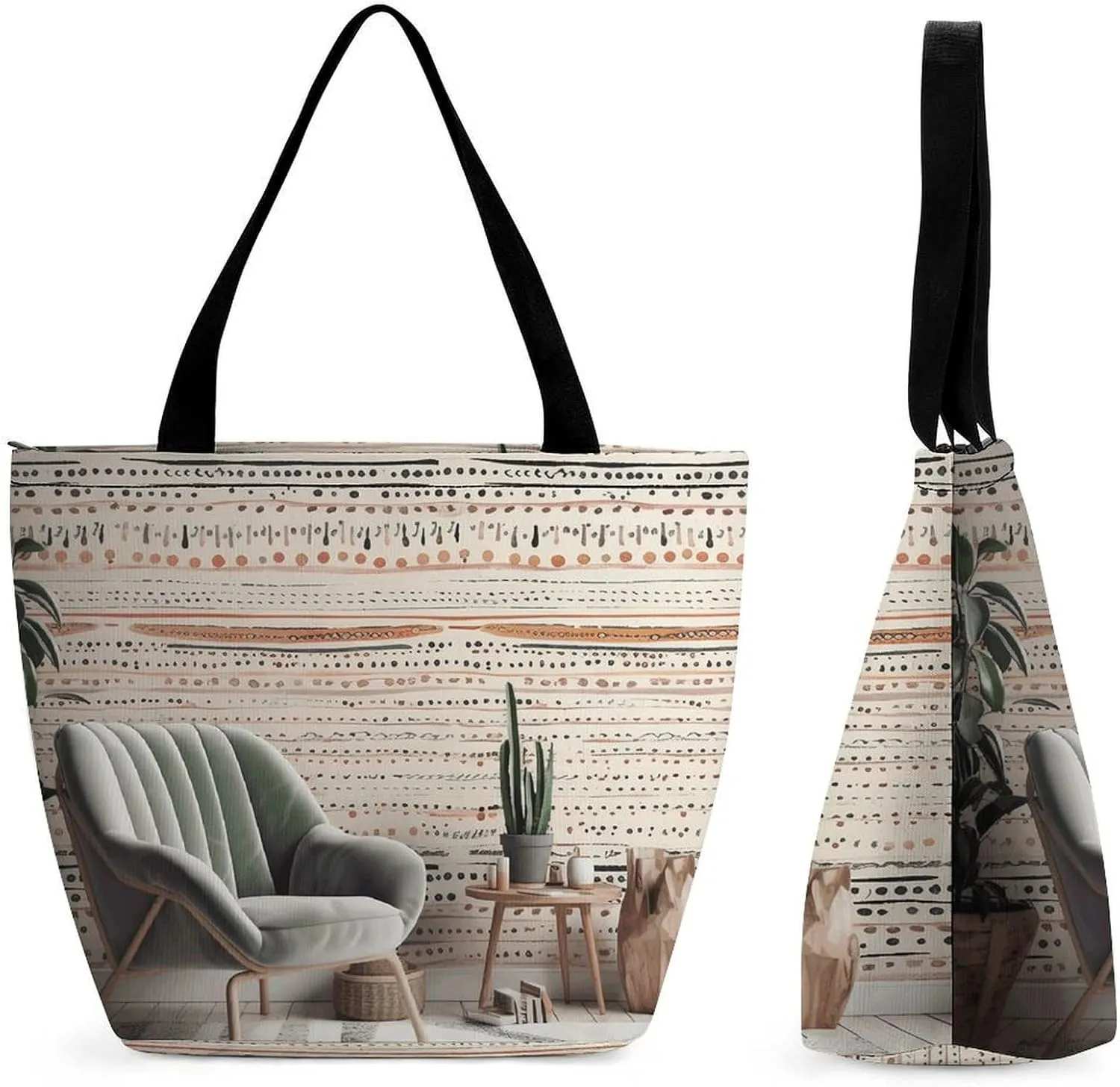 Grocery Bag Reusable Tote Bag Foldable Peach Flowers Shopping Bag Handbag Washable Shoulder Bag for Travel