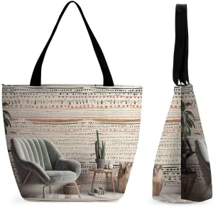 Grocery Bag Reusable Tote Bag Foldable Peach Flowers Shopping Bag Handbag Washable Shoulder Bag for Travel