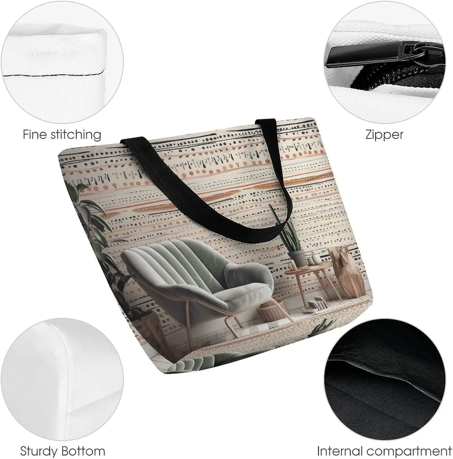 Grocery Bag Reusable Tote Bag Foldable Peach Flowers Shopping Bag Handbag Washable Shoulder Bag for Travel