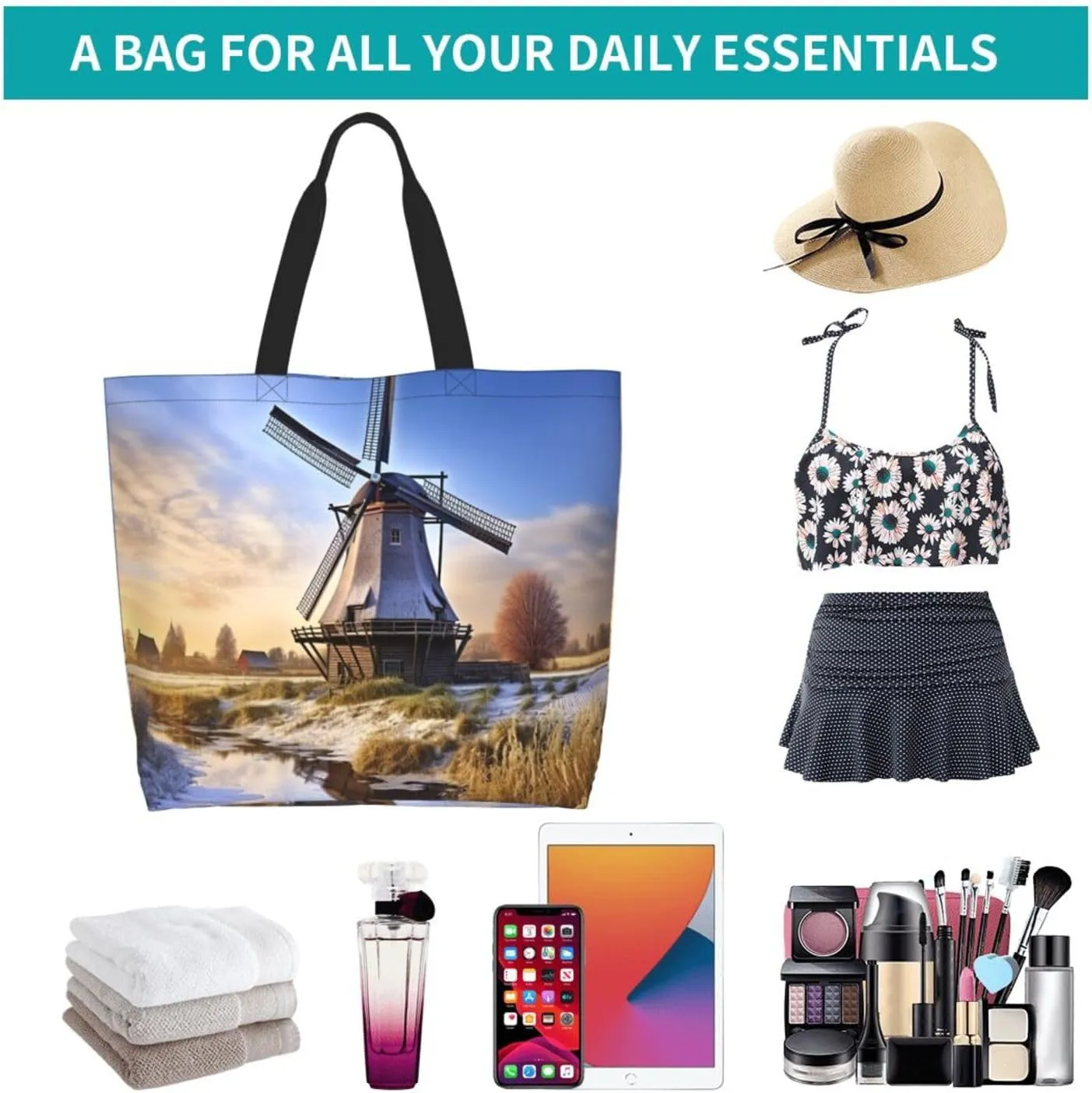 Grocery Bag Reusable Tote Bag Foldable Running Zebra Shopping Bag Handbag Washable Shoulder Bag for Travel
