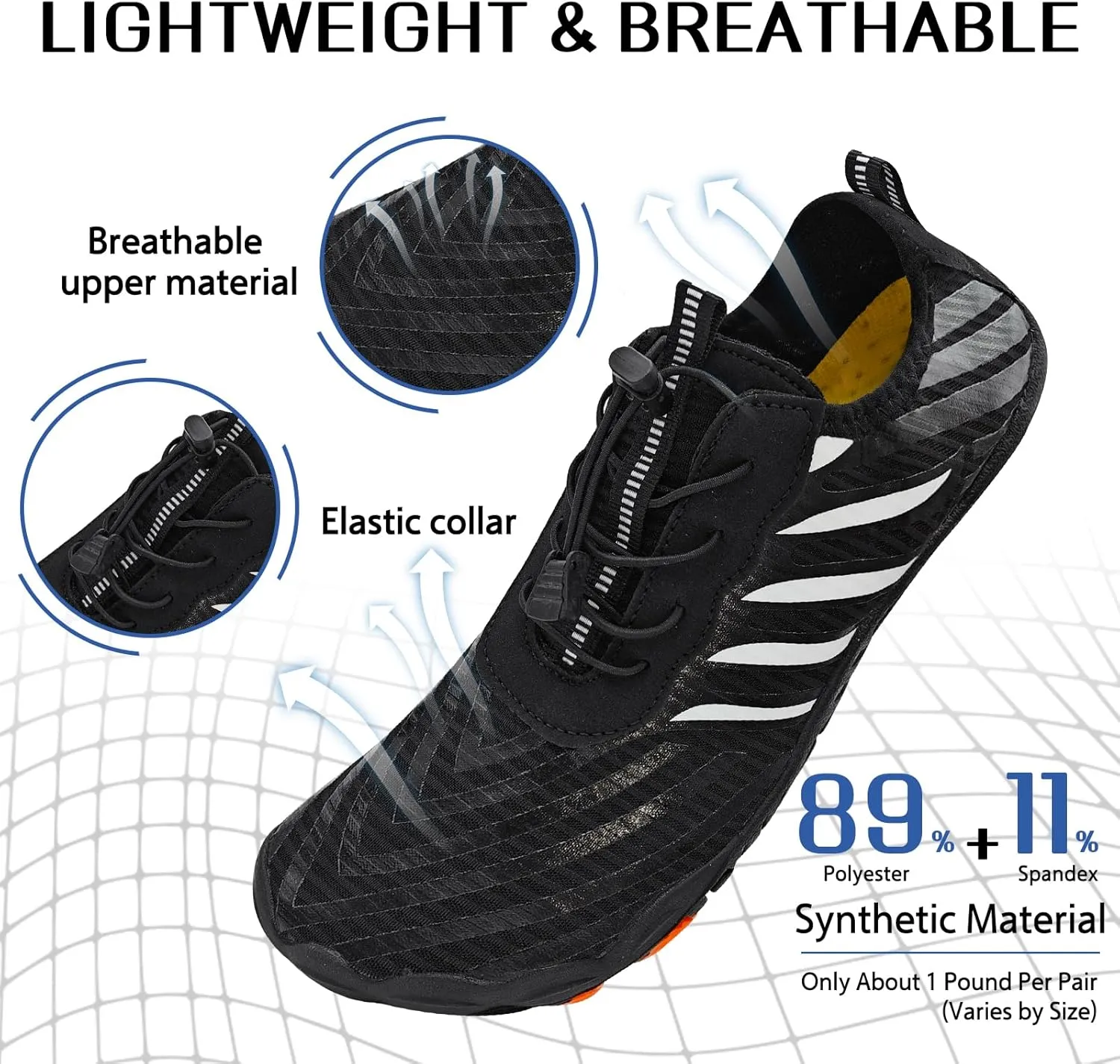 Grounded Footwear for Men Barefoot Shoes Women, Comfortable Lightweight Wide Toe Hike Shoes with Waterproof and Non-Slip