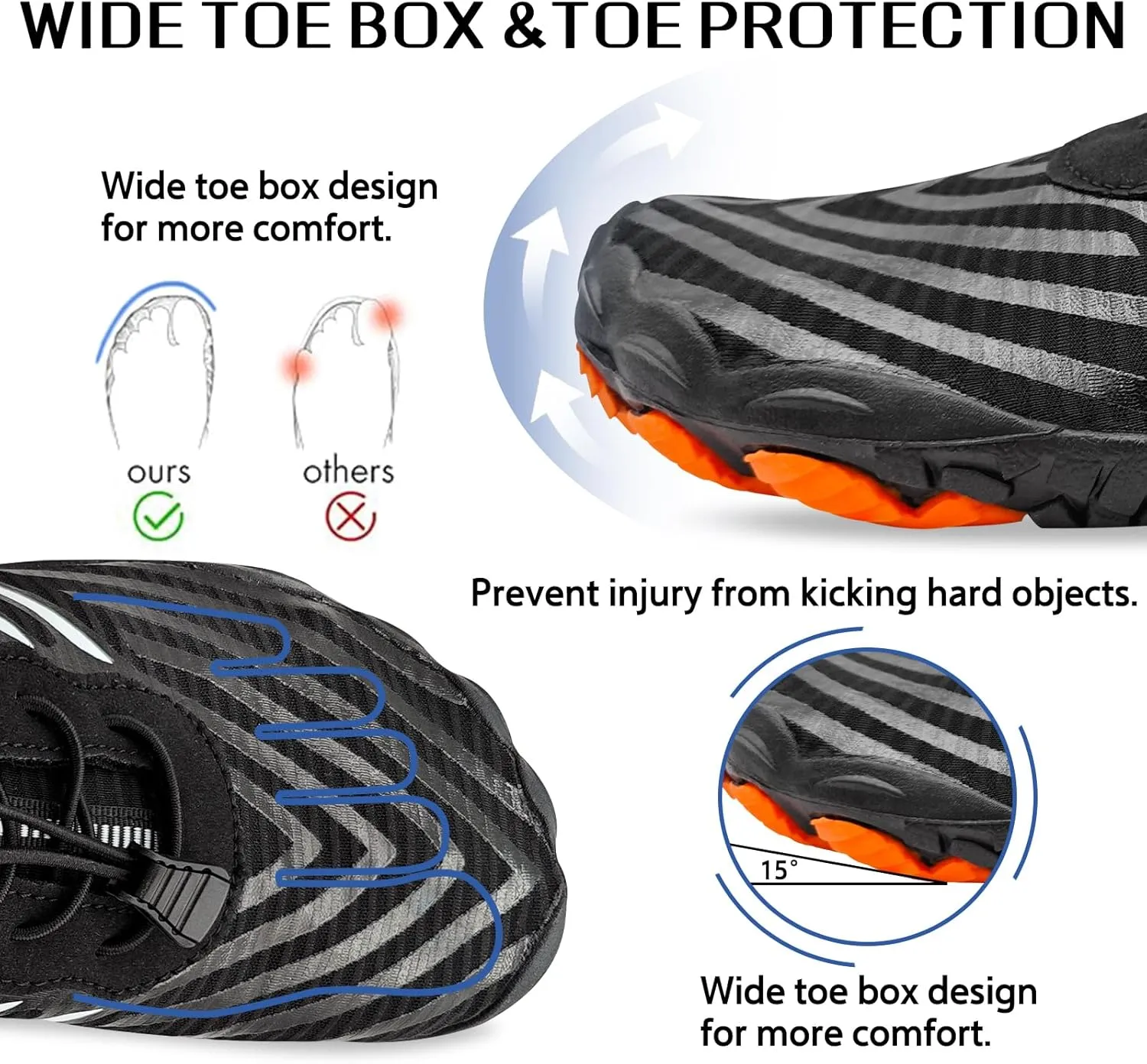 Grounded Footwear for Men Barefoot Shoes Women, Comfortable Lightweight Wide Toe Hike Shoes with Waterproof and Non-Slip