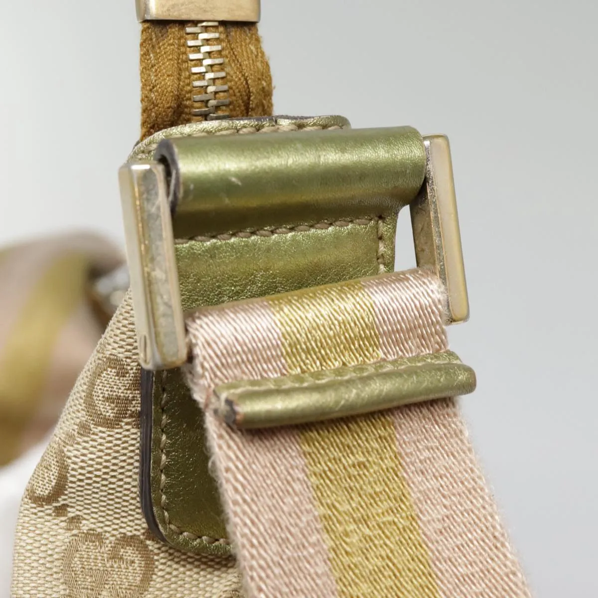 GUCCI GG Canvas Sherry Line Shoulder Bag Beige Gold pink 181092 88243