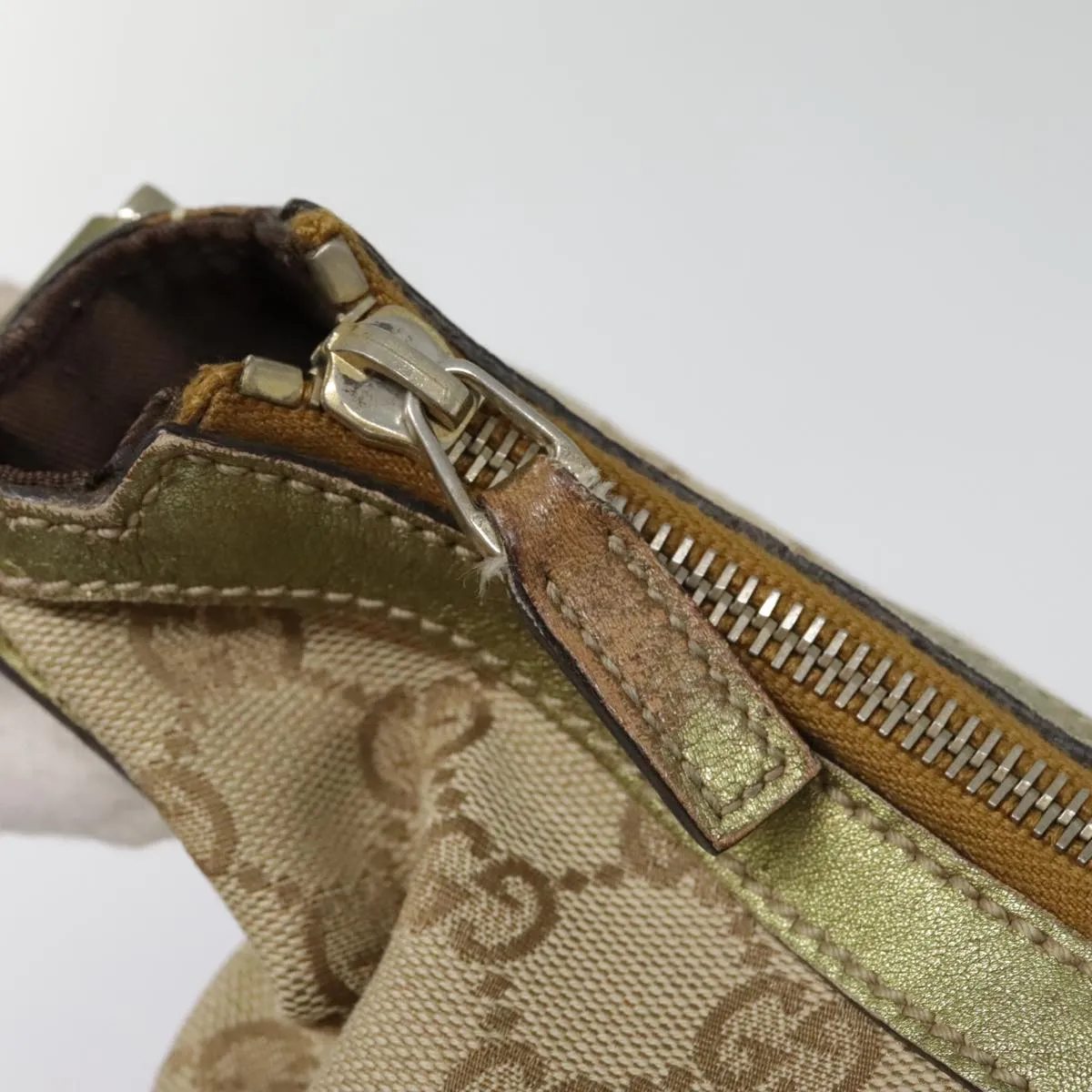 GUCCI GG Canvas Sherry Line Shoulder Bag Beige Gold pink 181092 88243