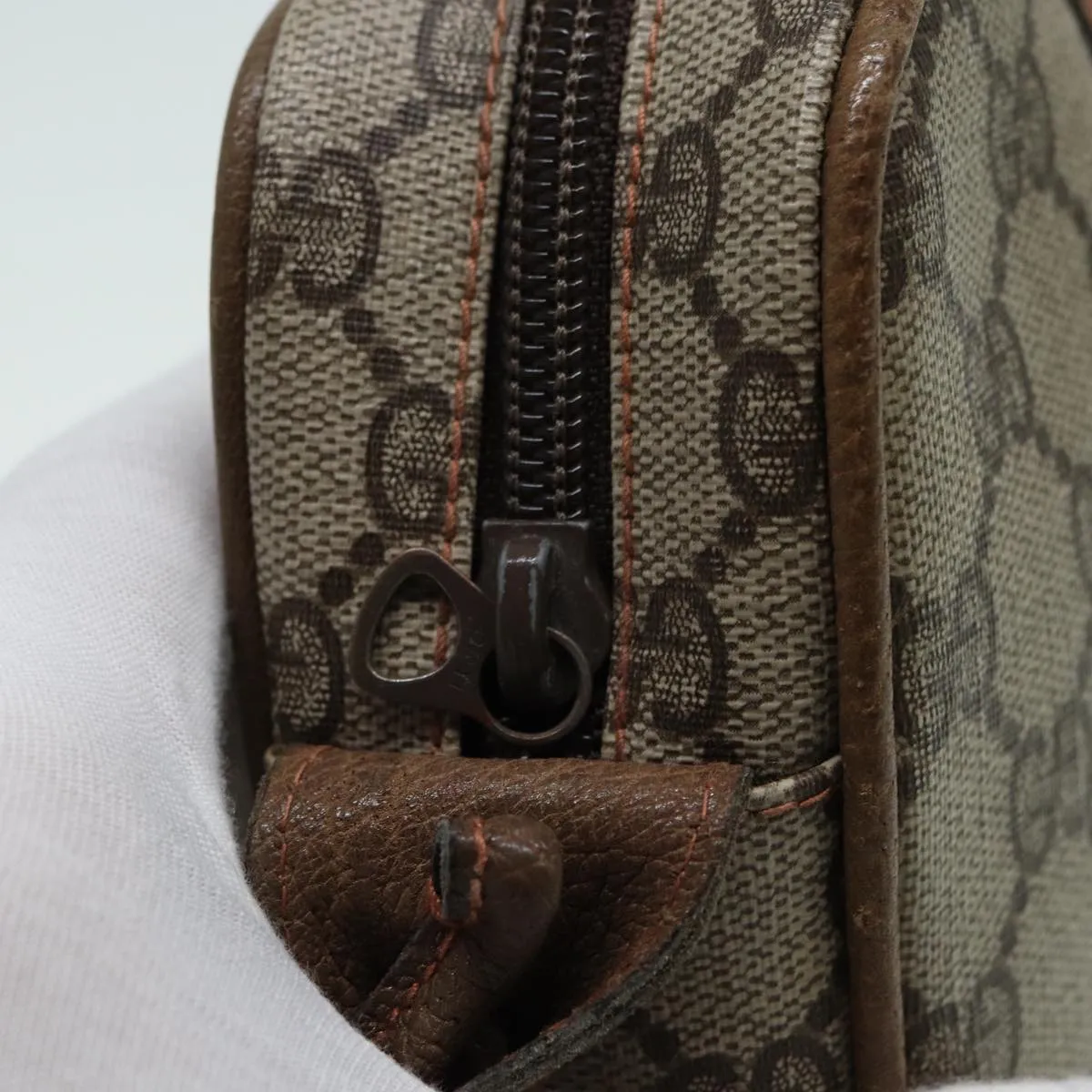 GUCCI GG Canvas Shoulder Bag PVC Leather Beige th5161