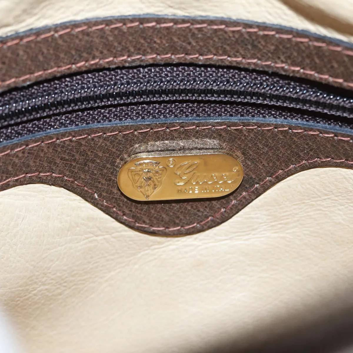 GUCCI GG Canvas Shoulder Bag PVC Leather Beige th5161