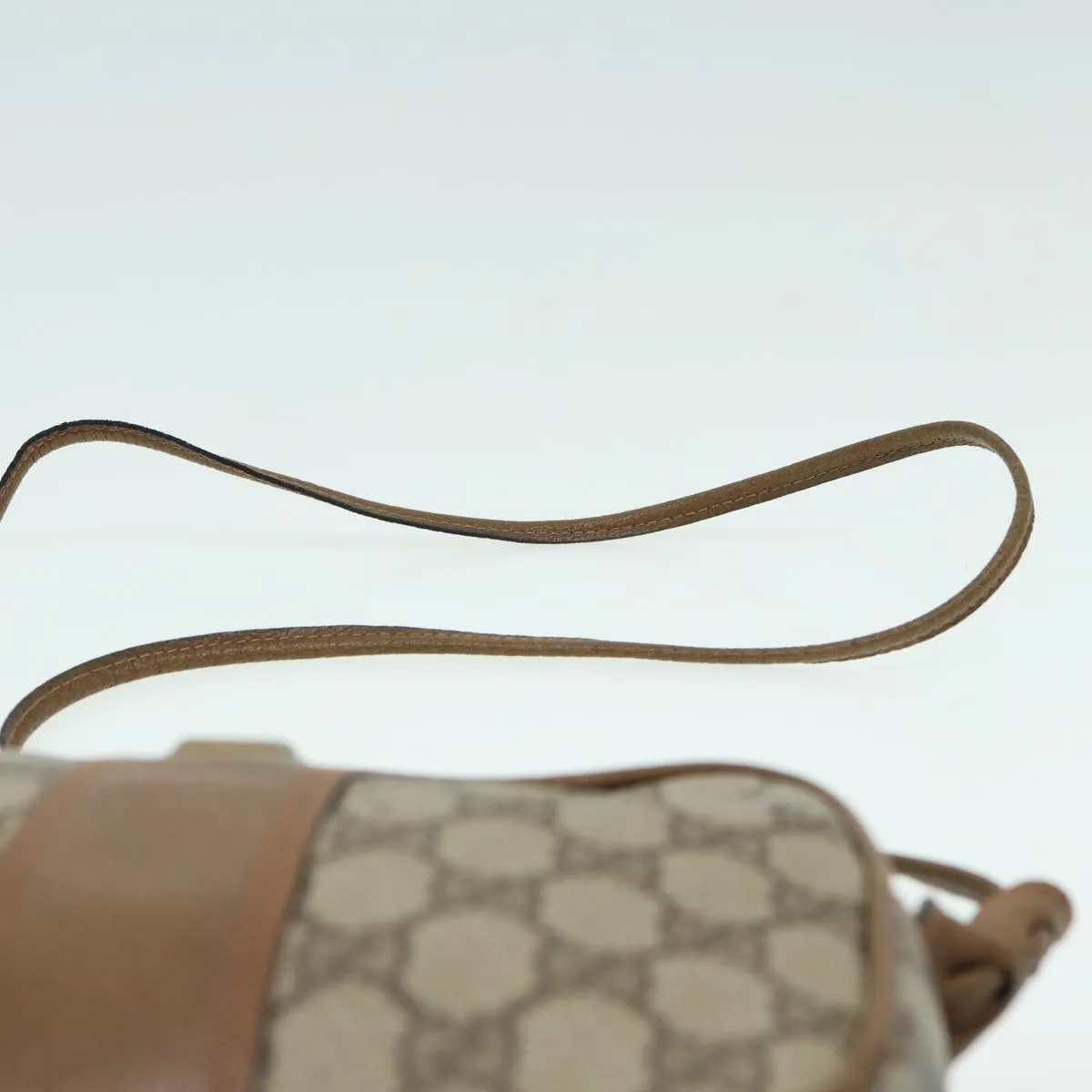 GUCCI GG Canvas Shoulder Bag PVC Leather Beige th5161