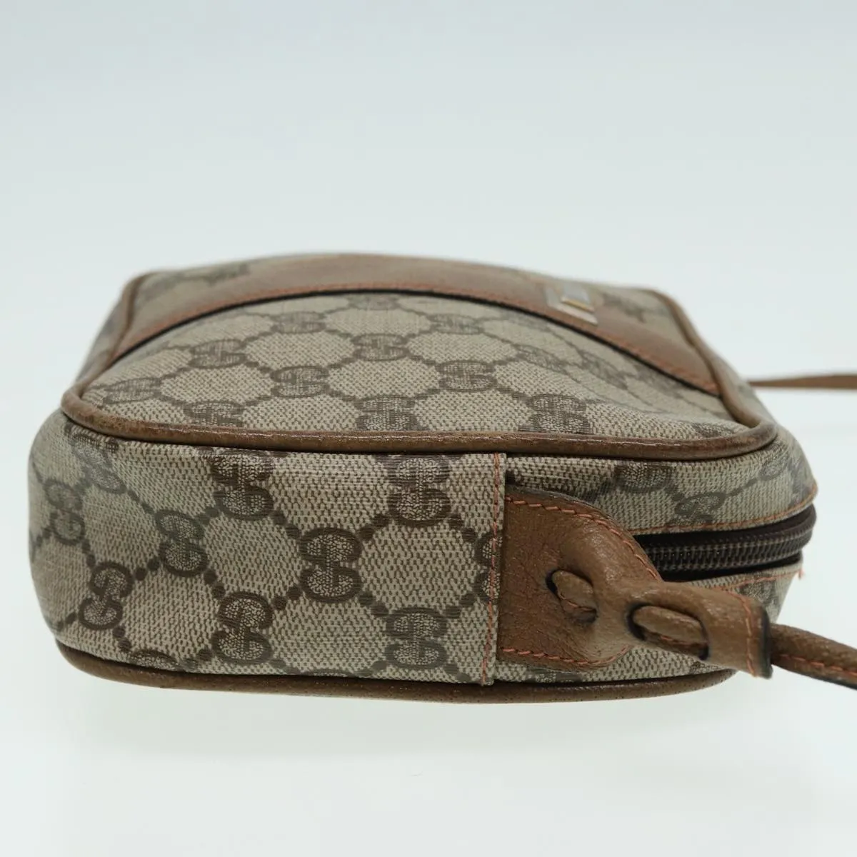 GUCCI GG Canvas Shoulder Bag PVC Leather Beige th5161