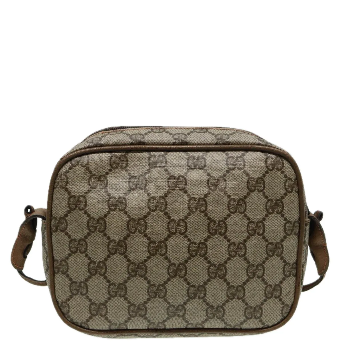 GUCCI GG Canvas Shoulder Bag PVC Leather Beige th5161