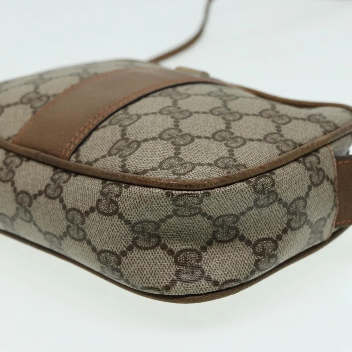 GUCCI GG Canvas Shoulder Bag PVC Leather Beige th5161