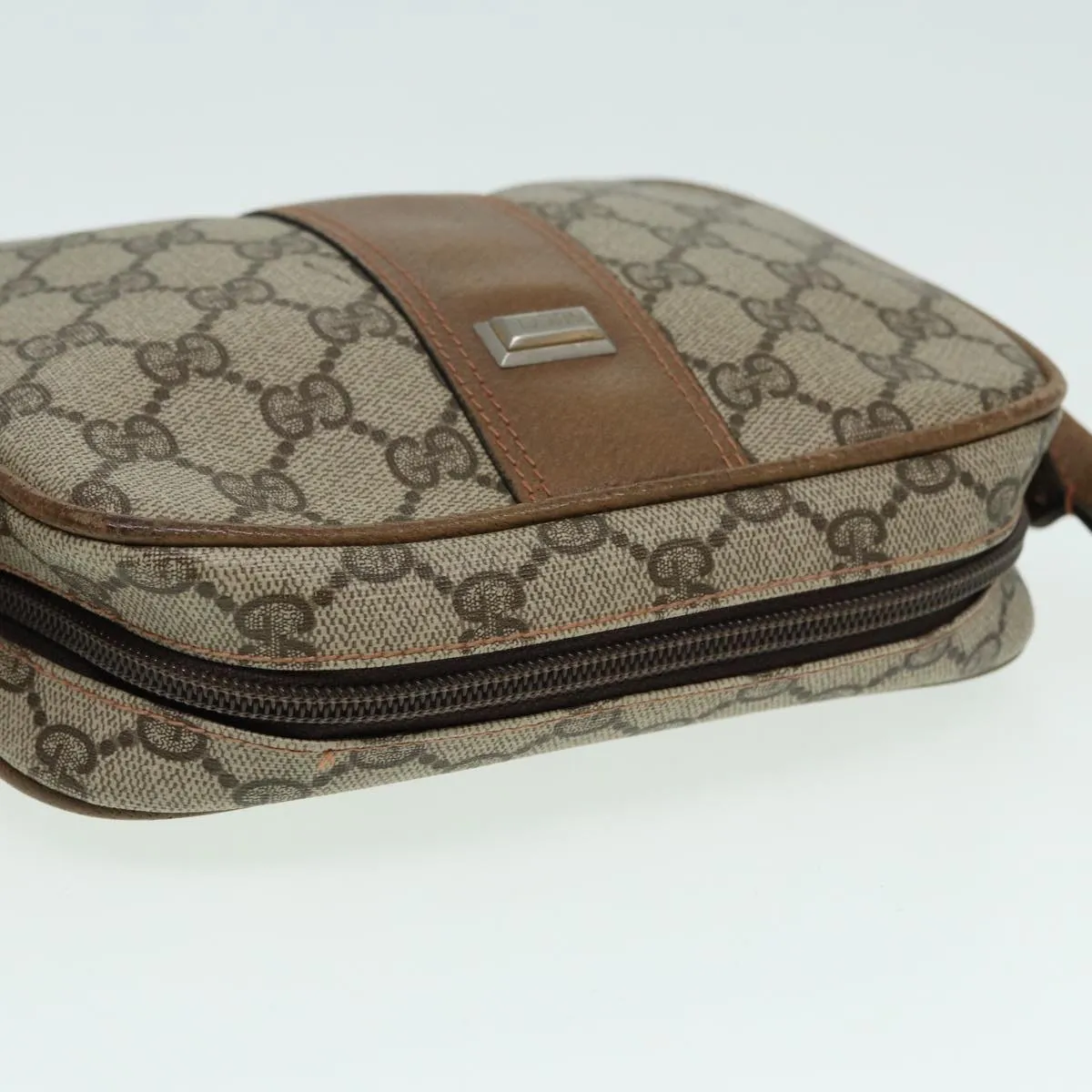 GUCCI GG Canvas Shoulder Bag PVC Leather Beige th5161