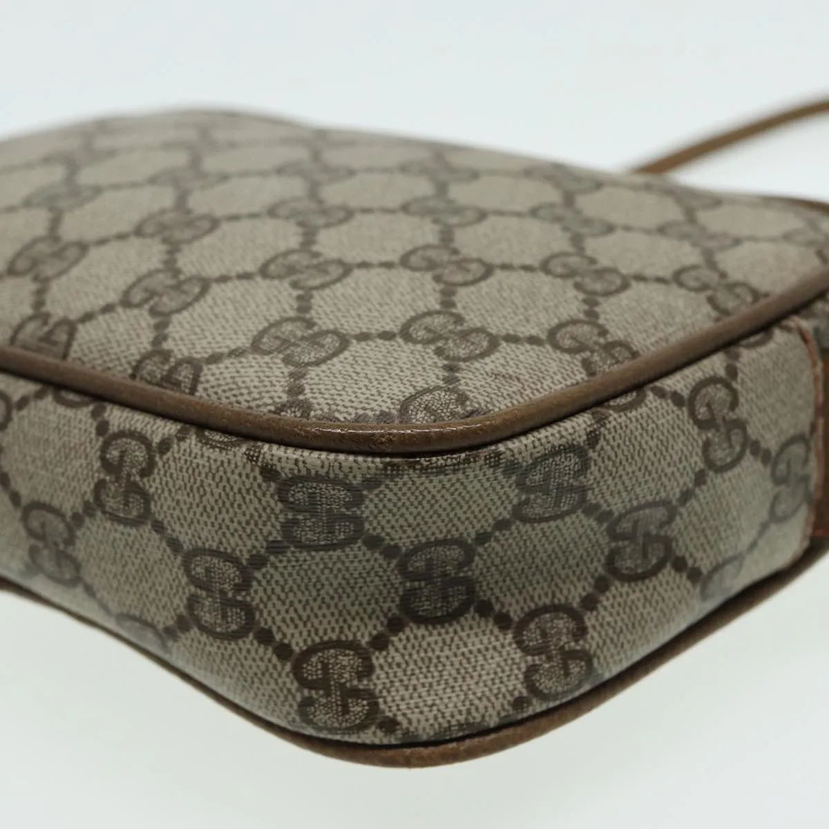 GUCCI GG Canvas Shoulder Bag PVC Leather Beige th5161
