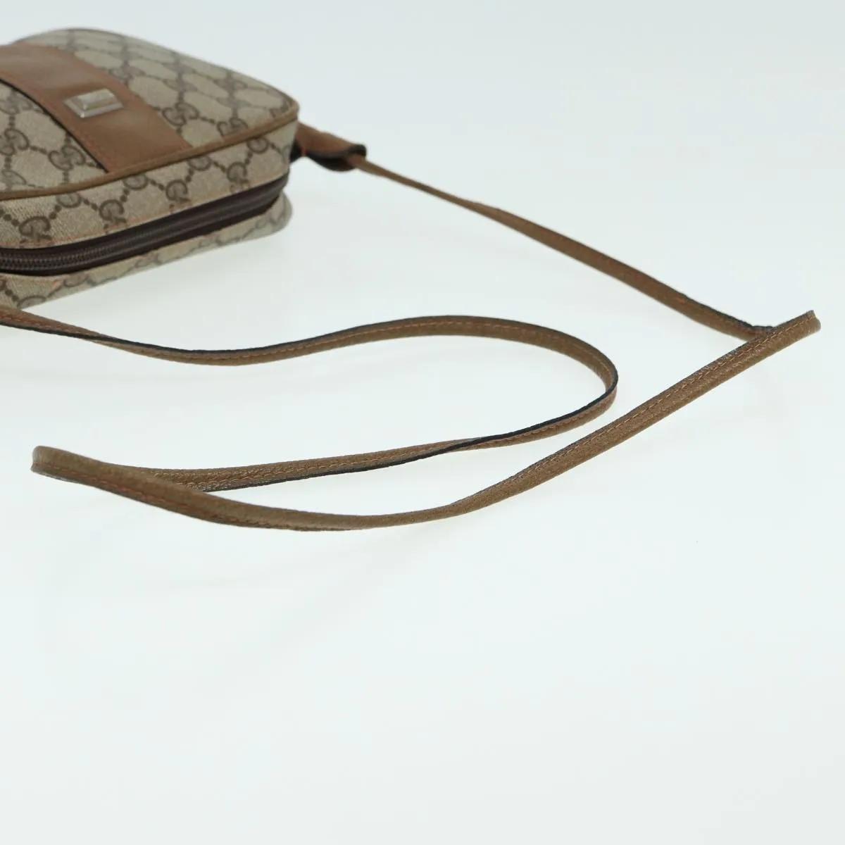 GUCCI GG Canvas Shoulder Bag PVC Leather Beige th5161