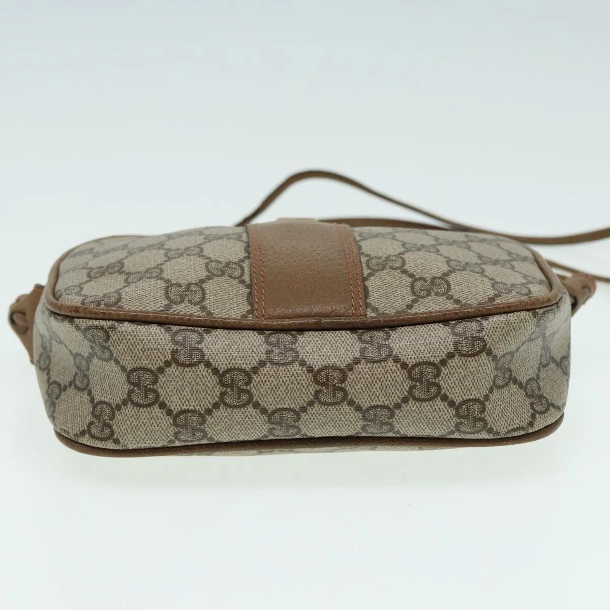 GUCCI GG Canvas Shoulder Bag PVC Leather Beige th5161