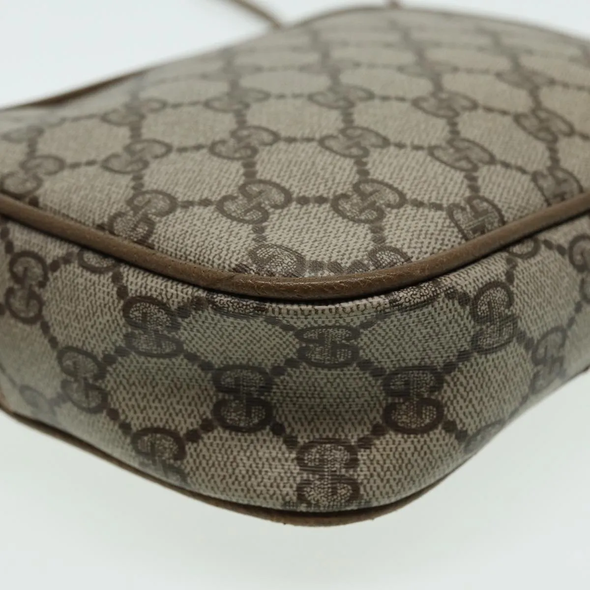GUCCI GG Canvas Shoulder Bag PVC Leather Beige th5161