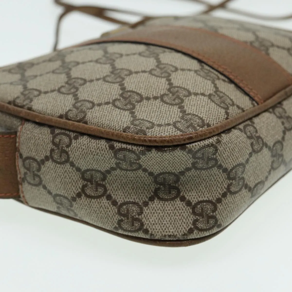 GUCCI GG Canvas Shoulder Bag PVC Leather Beige th5161
