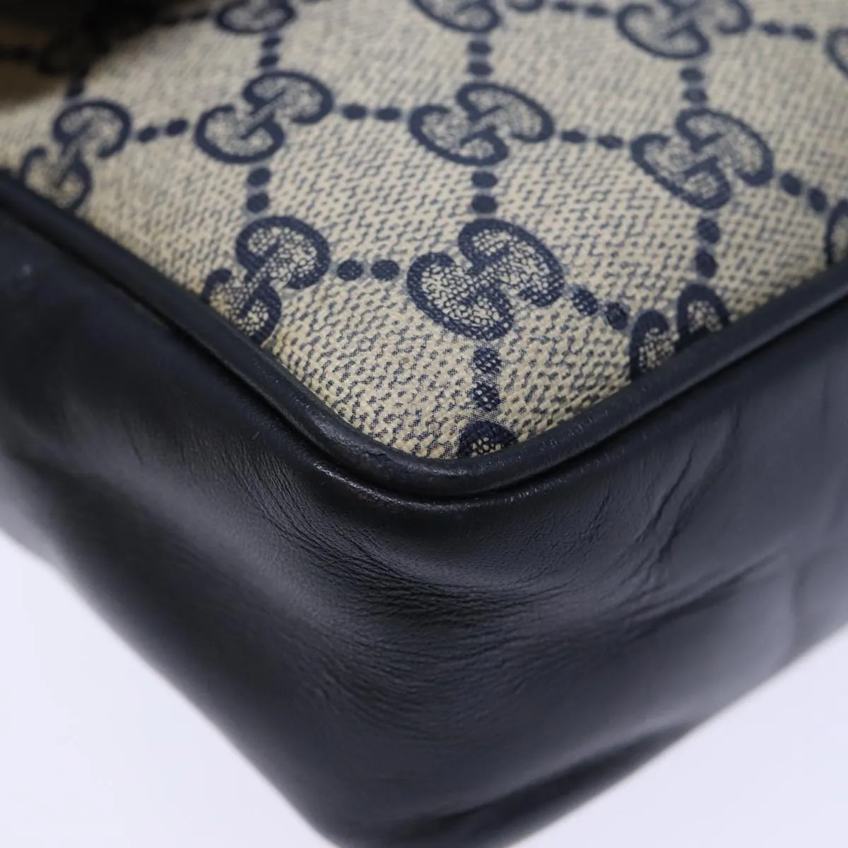 GUCCI GG Canvas Shoulder Bag PVC Navy 72758
