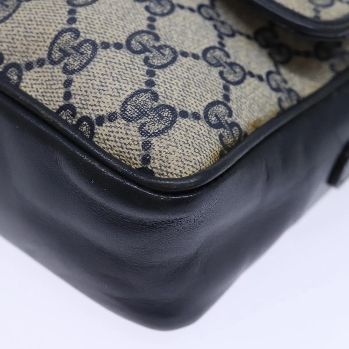 GUCCI GG Canvas Shoulder Bag PVC Navy 72758