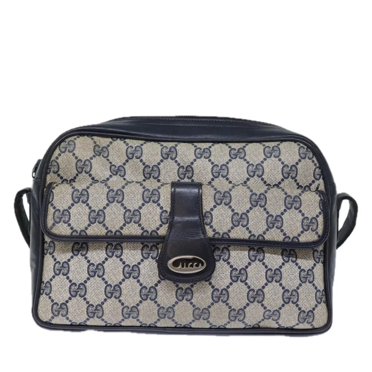 GUCCI GG Canvas Shoulder Bag PVC Navy 72758