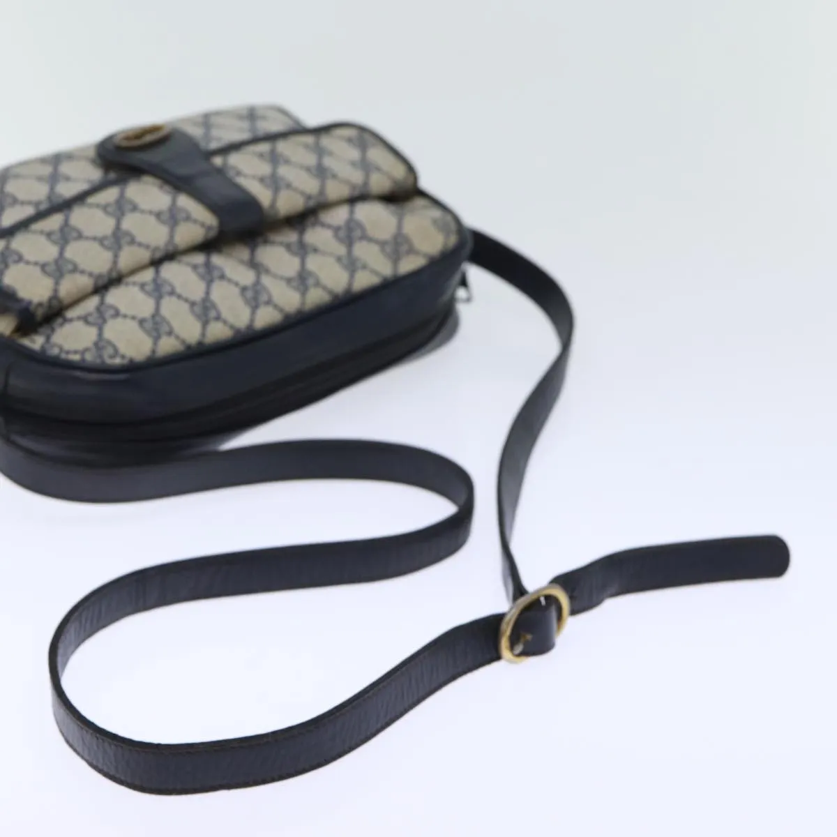 GUCCI GG Canvas Shoulder Bag PVC Navy 72758
