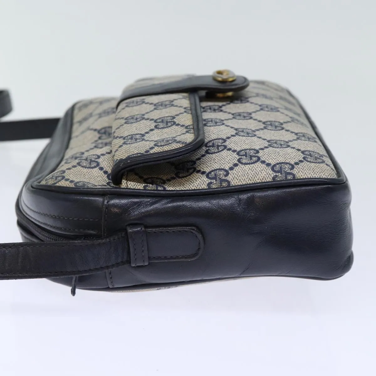 GUCCI GG Canvas Shoulder Bag PVC Navy 72758