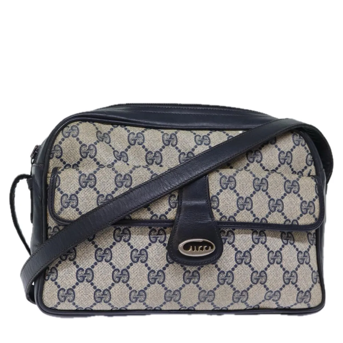GUCCI GG Canvas Shoulder Bag PVC Navy 72758