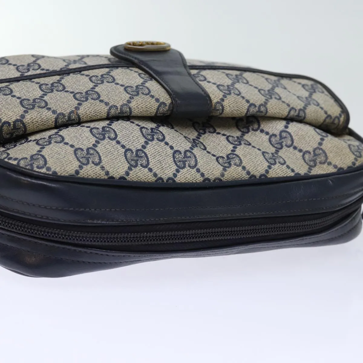 GUCCI GG Canvas Shoulder Bag PVC Navy 72758