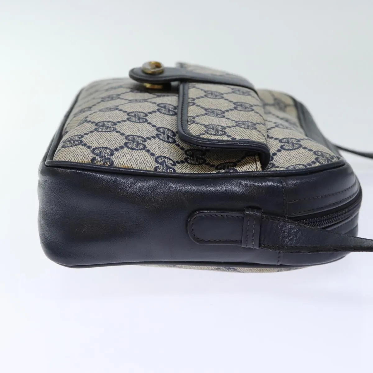 GUCCI GG Canvas Shoulder Bag PVC Navy 72758