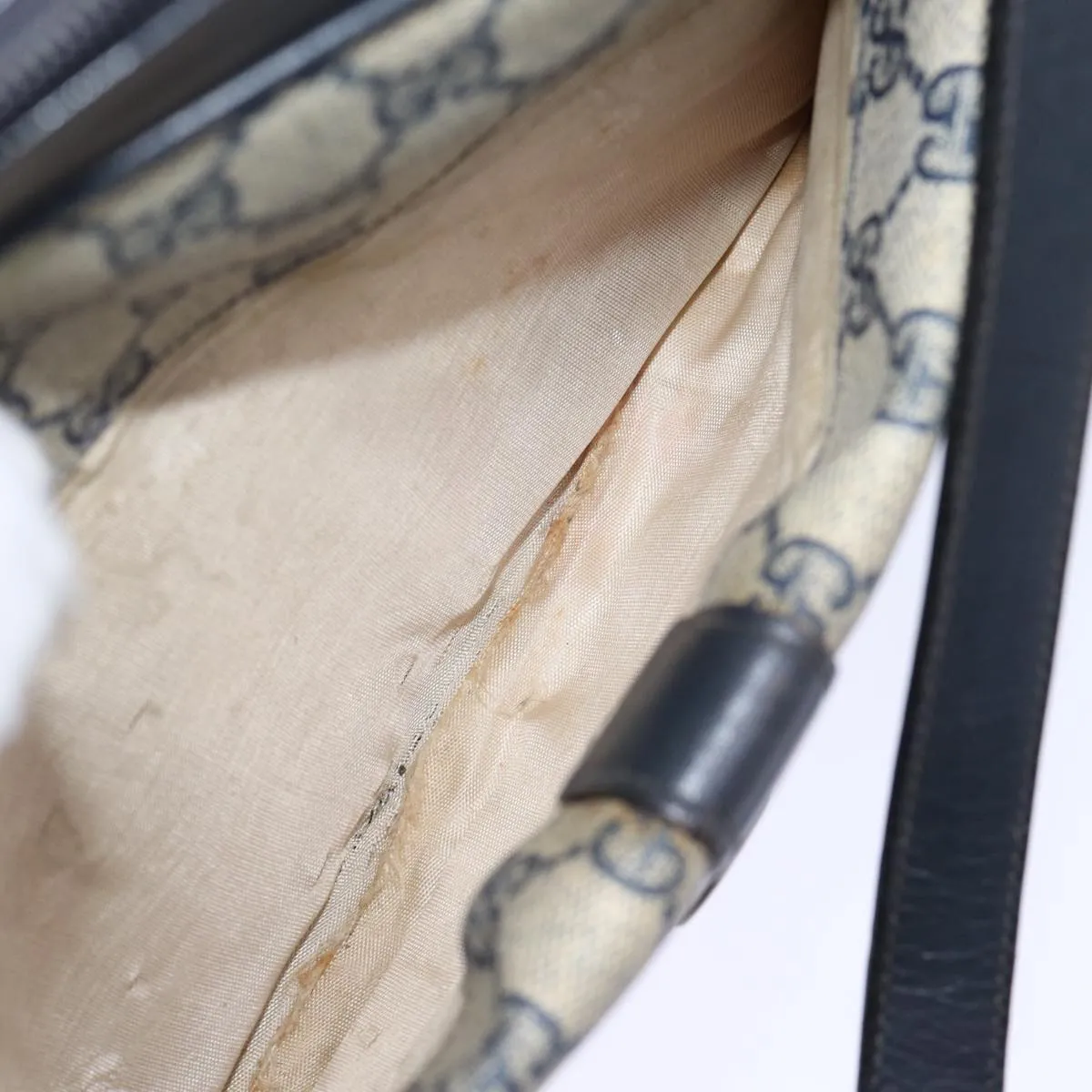 GUCCI GG Canvas Shoulder Bag PVC Navy 72758