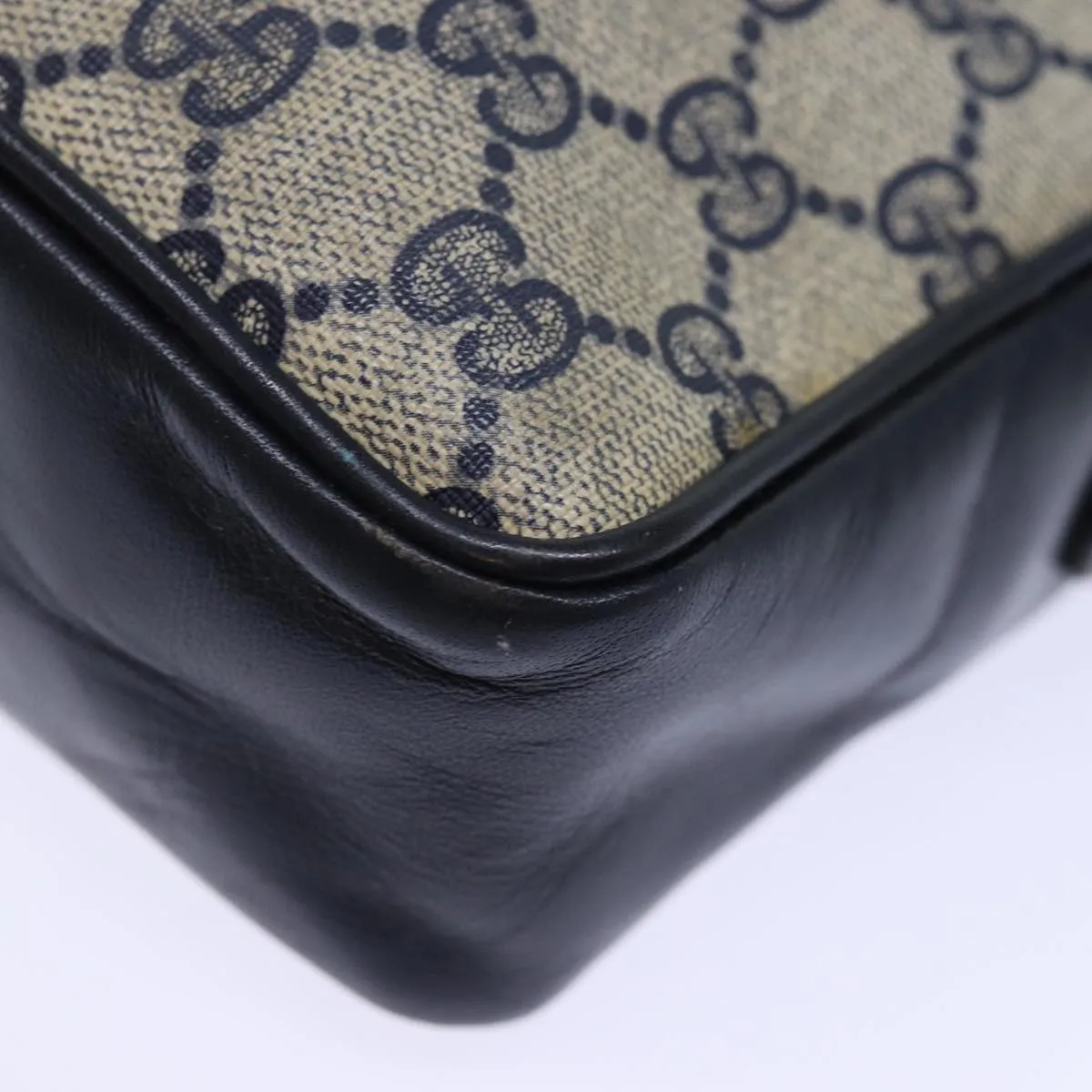 GUCCI GG Canvas Shoulder Bag PVC Navy 72758