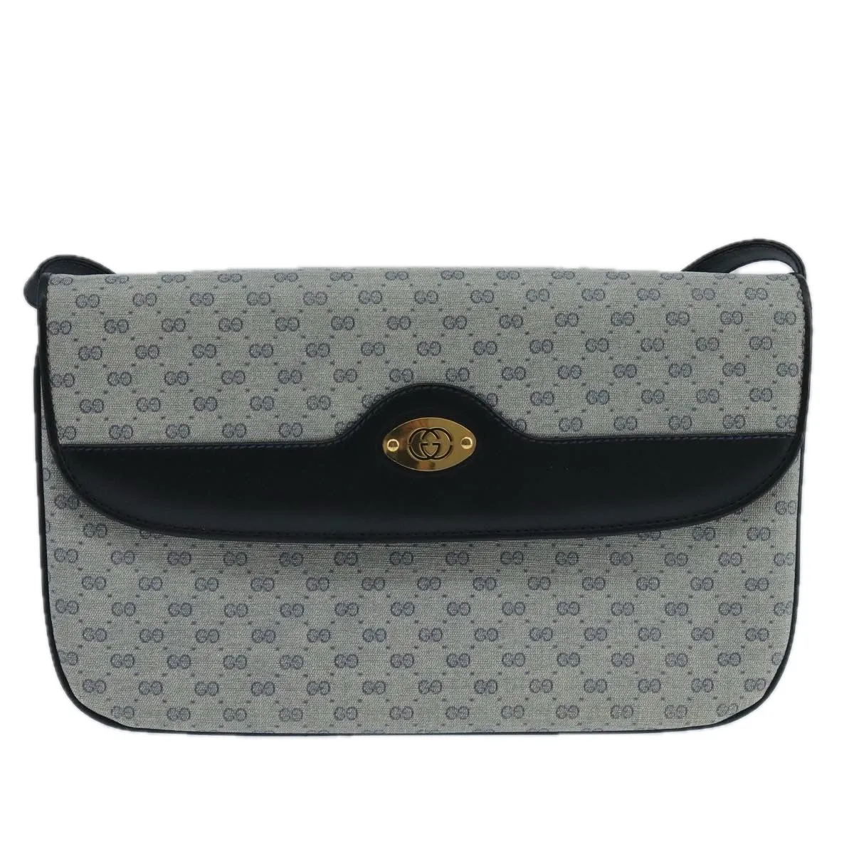 GUCCI Micro GG Supreme Shoulder Bag PVC Navy Gold 106029