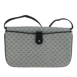 GUCCI Micro GG Supreme Shoulder Bag PVC Navy Gold 106029