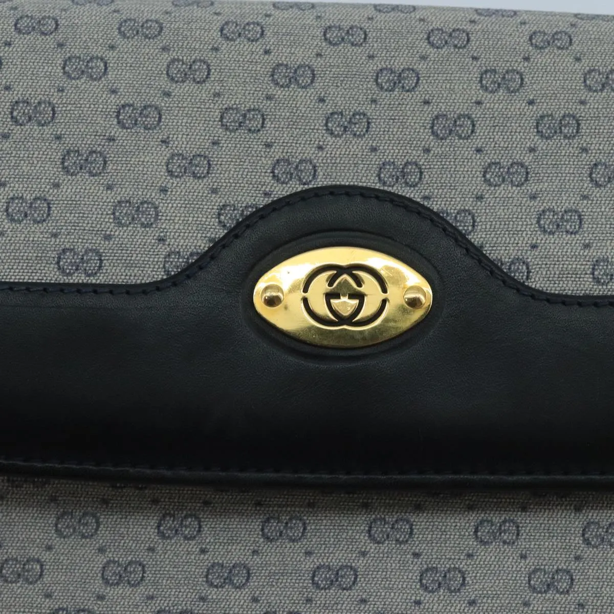 GUCCI Micro GG Supreme Shoulder Bag PVC Navy Gold 106029