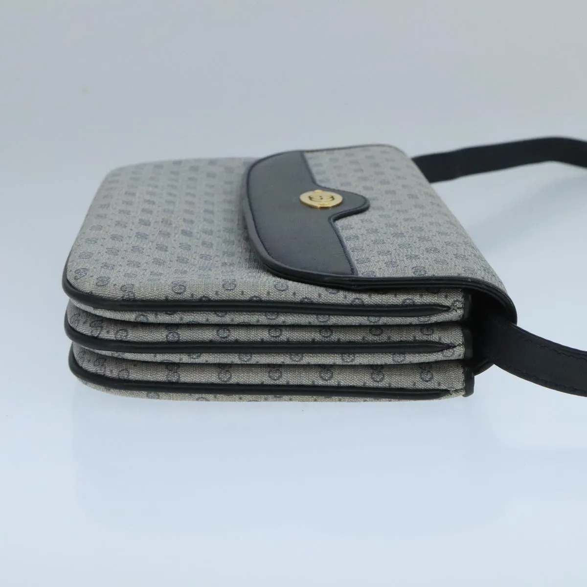 GUCCI Micro GG Supreme Shoulder Bag PVC Navy Gold 106029