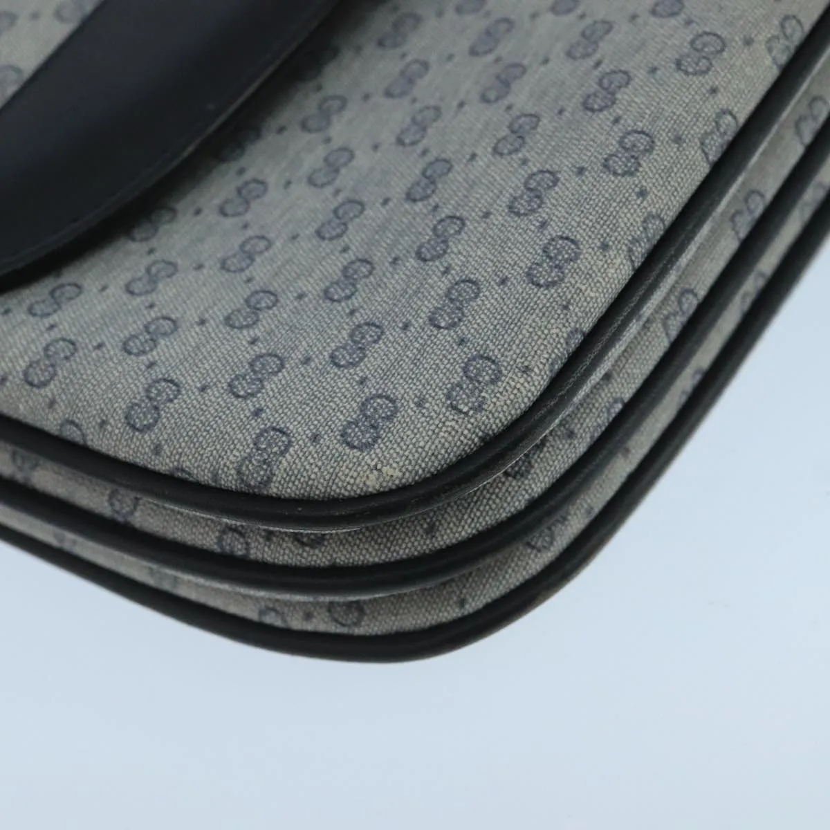 GUCCI Micro GG Supreme Shoulder Bag PVC Navy Gold 106029