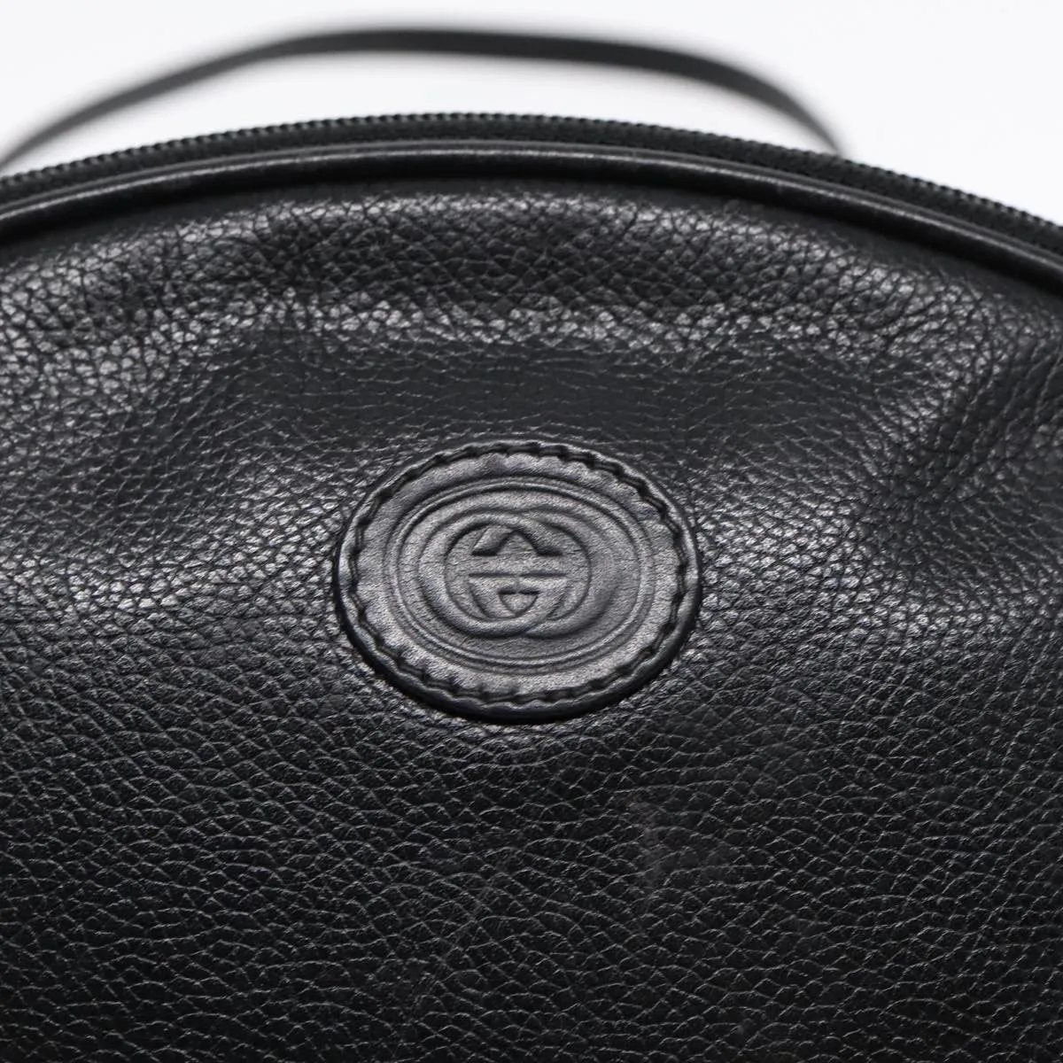 GUCCI Shoulder Bag Leather Black Gold ep5817