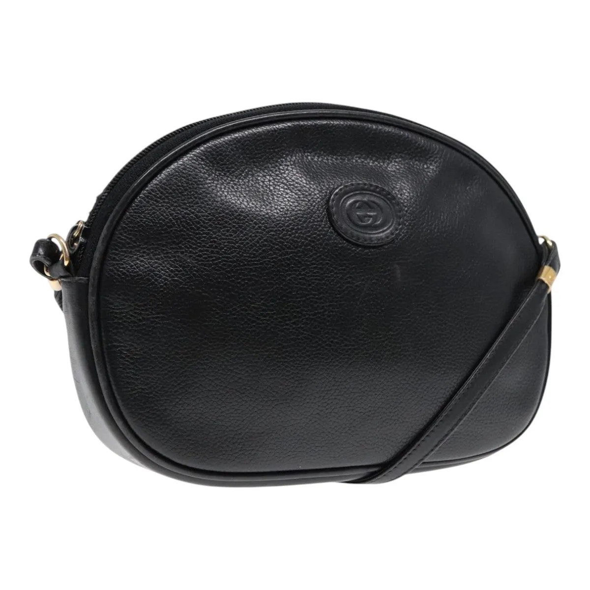 GUCCI Shoulder Bag Leather Black Gold ep5817