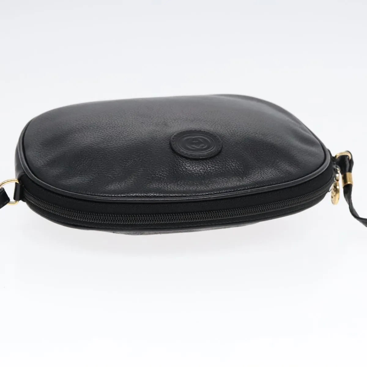 GUCCI Shoulder Bag Leather Black Gold ep5817