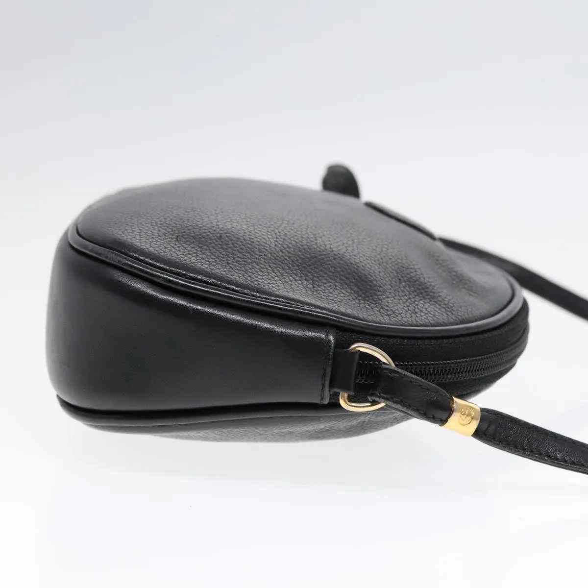 GUCCI Shoulder Bag Leather Black Gold ep5817