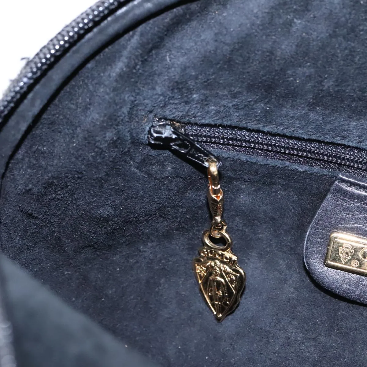 GUCCI Shoulder Bag Leather Black Gold ep5817