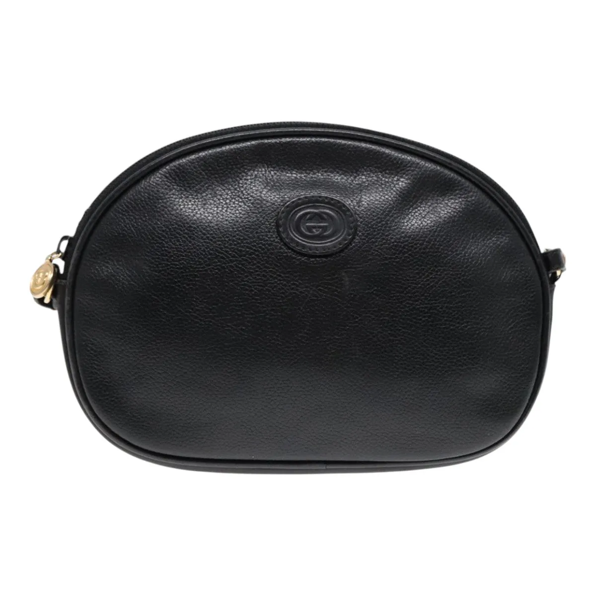 GUCCI Shoulder Bag Leather Black Gold ep5817