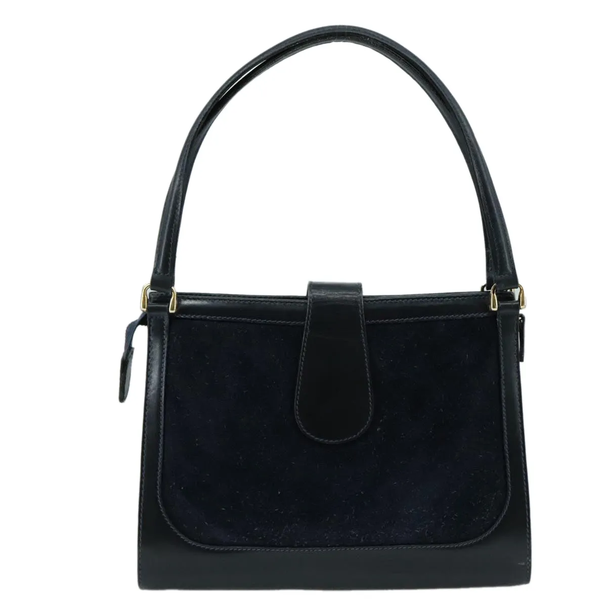 GUCCI Shoulder Bag Suede Gold Navy 106624