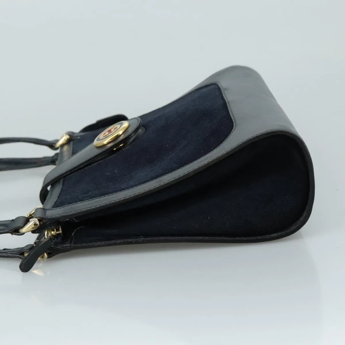 GUCCI Shoulder Bag Suede Gold Navy 106624
