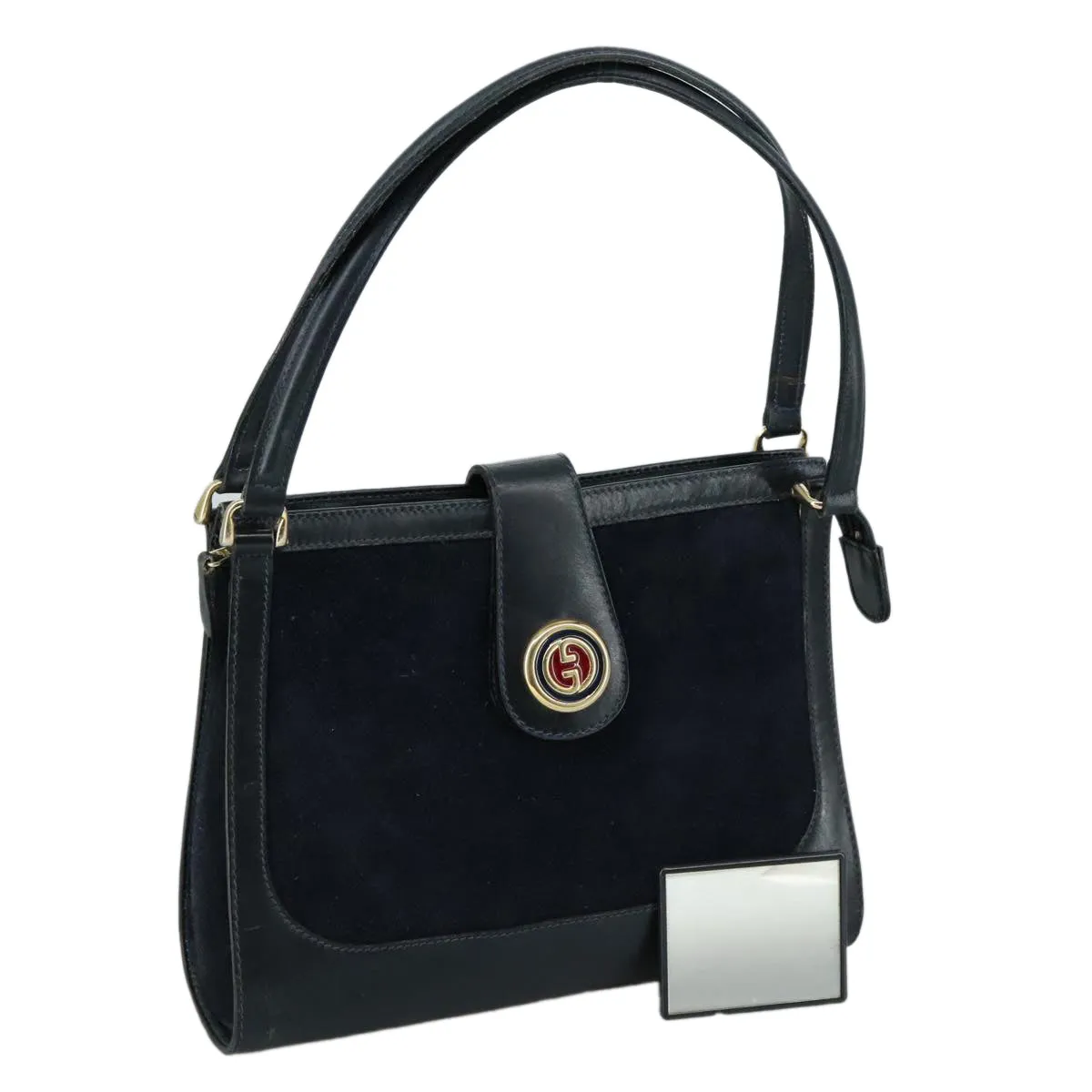 GUCCI Shoulder Bag Suede Gold Navy 106624