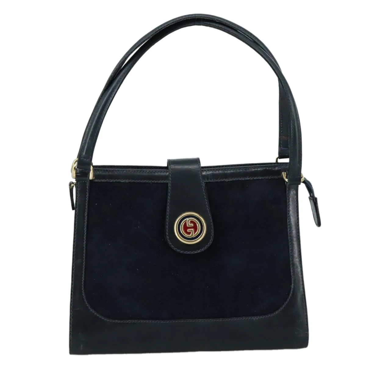 GUCCI Shoulder Bag Suede Gold Navy 106624