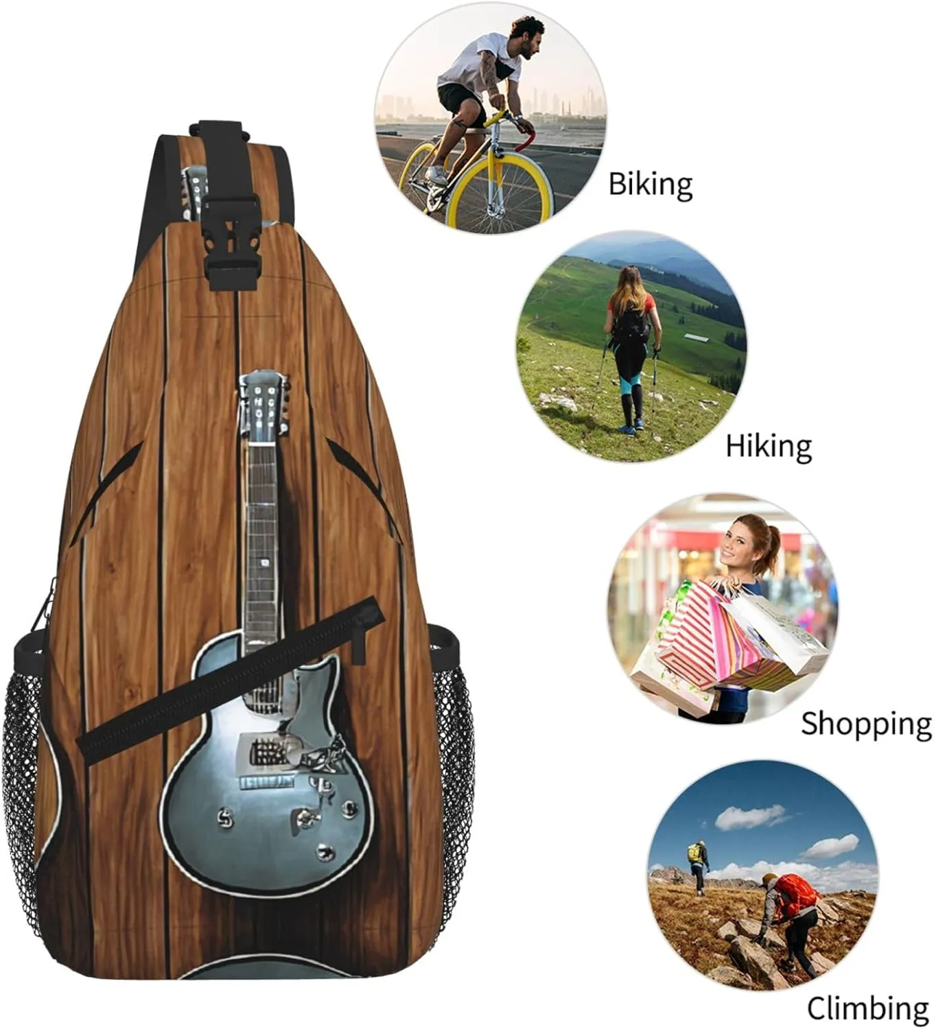 Guitars Art Print Cross Chest Bag Diagonally For Short-Distance Travel And Daily Use