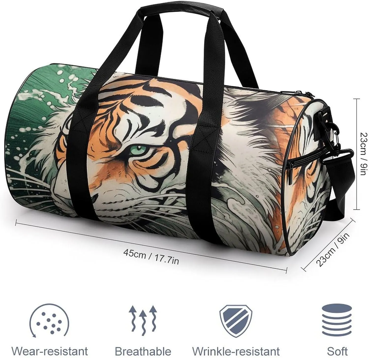 Gym Bag A Hand Drawn Tiger Duffel Bag for Men Women Overnight Bag with Shoe Compartment Workout Bags