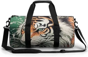 Gym Bag A Hand Drawn Tiger Duffel Bag for Men Women Overnight Bag with Shoe Compartment Workout Bags