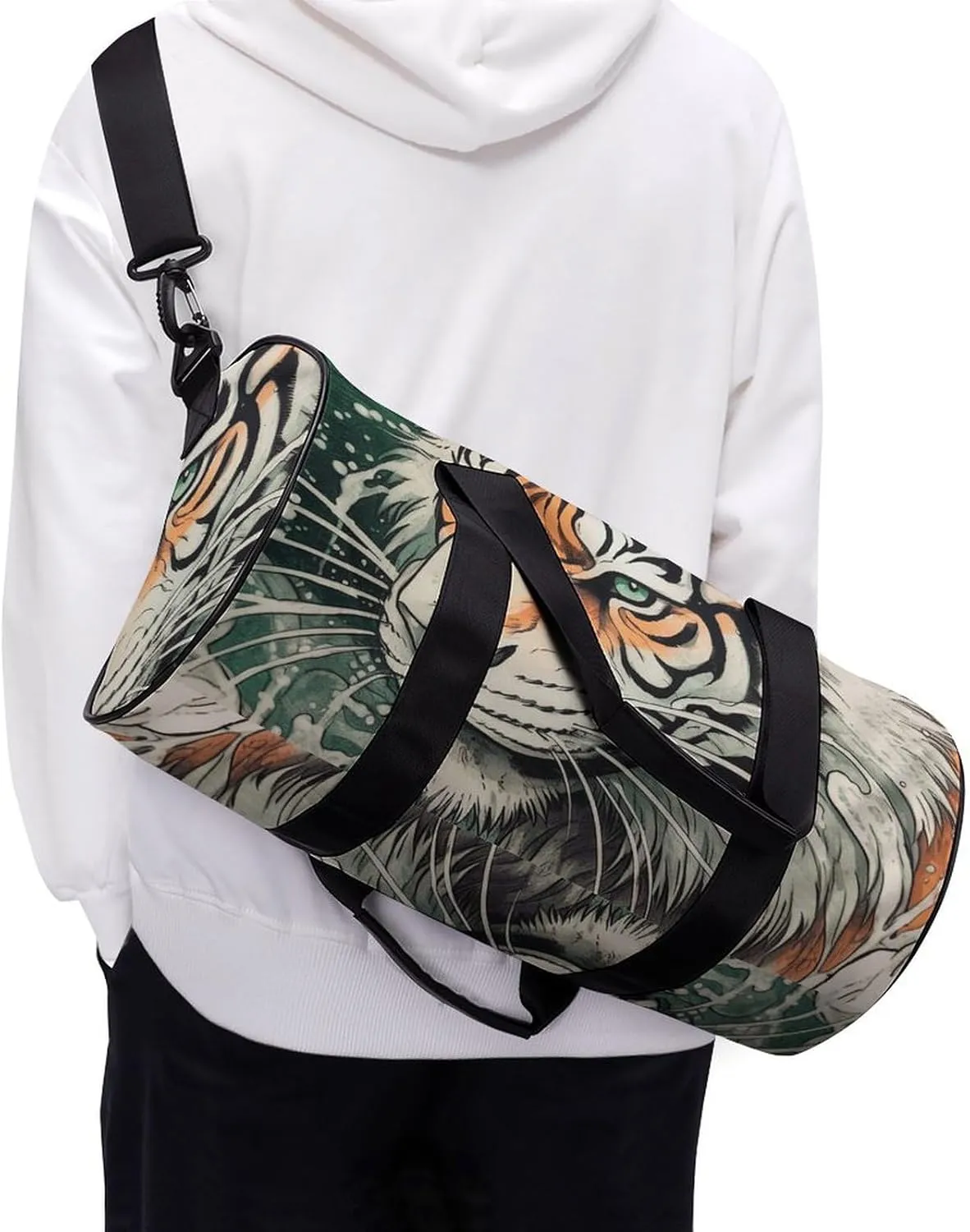 Gym Bag A Hand Drawn Tiger Duffel Bag for Men Women Overnight Bag with Shoe Compartment Workout Bags