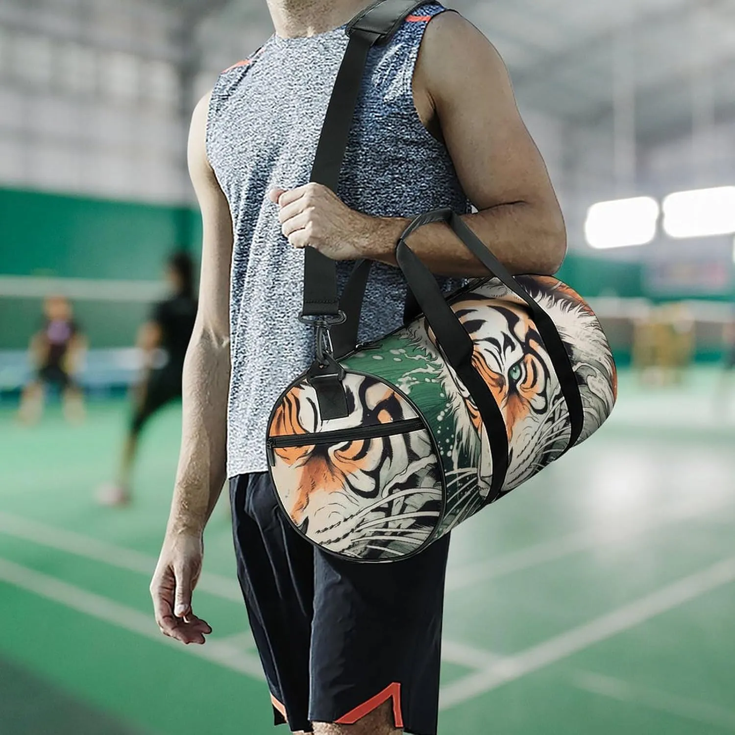 Gym Bag A Hand Drawn Tiger Duffel Bag for Men Women Overnight Bag with Shoe Compartment Workout Bags